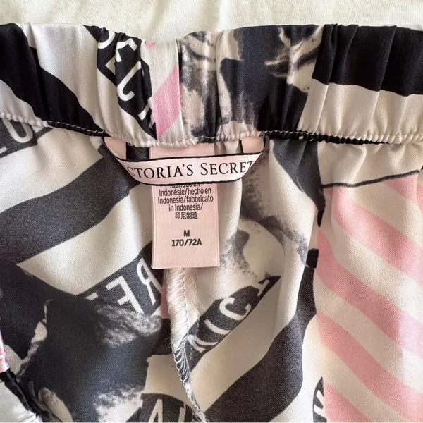 Victoria's Secret - Angel PJ Shorts and Tee in White Pink & Black - Image 7