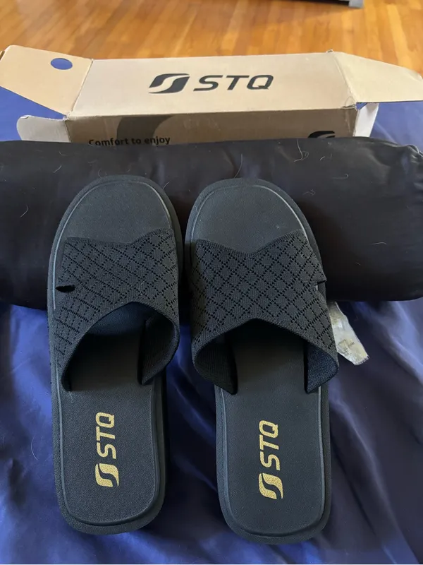 Women’s Black Crisscross Slide Sandals – Easy Slip-On Comfort - Image 3