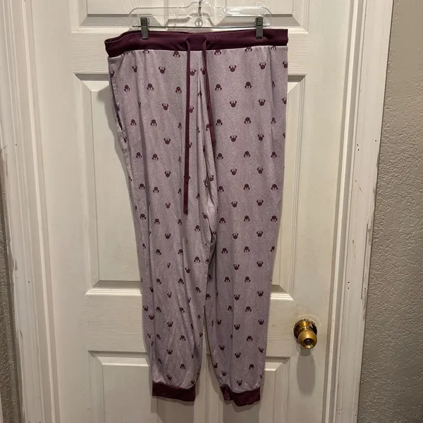 Disney Minnie Mouse‎ Pajama Set Womens XL Purple Long Sleeve Joggers Loungewear - Image 7
