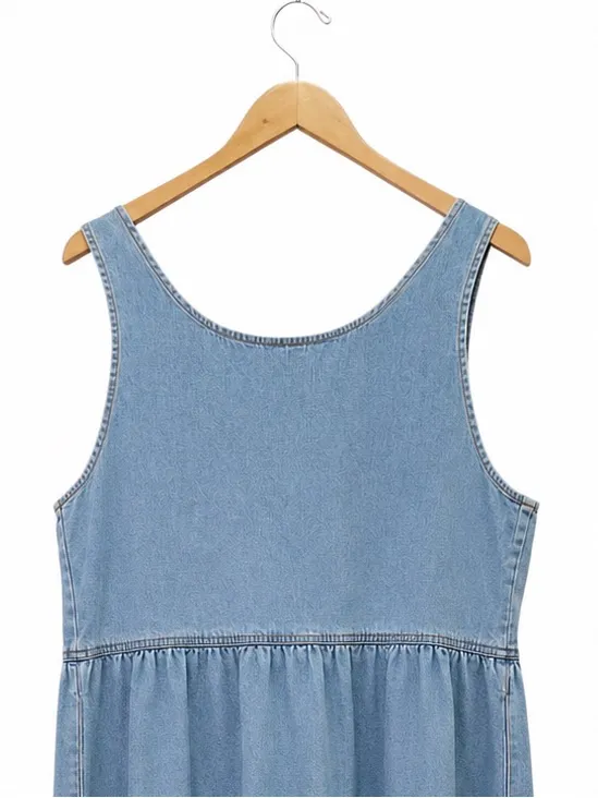 Vintage 90s Disney Store Winnie the Pooh Denim Maxi Dress Embroidered Size Large - Image 4