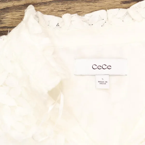 Cece Womens V-Neck Babydoll Tiered Dress 7023936 New Ivory Off White S - Image 4