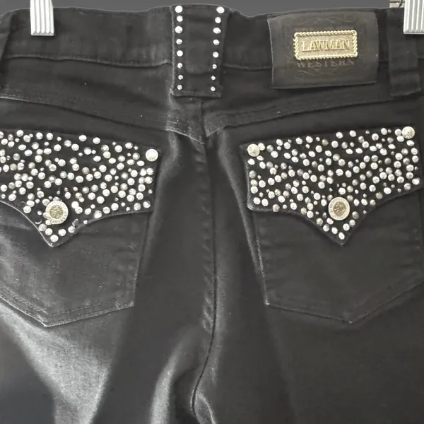 Lawman‎ Black Denim Jeans with Studded Details Sz 3 - Image 3