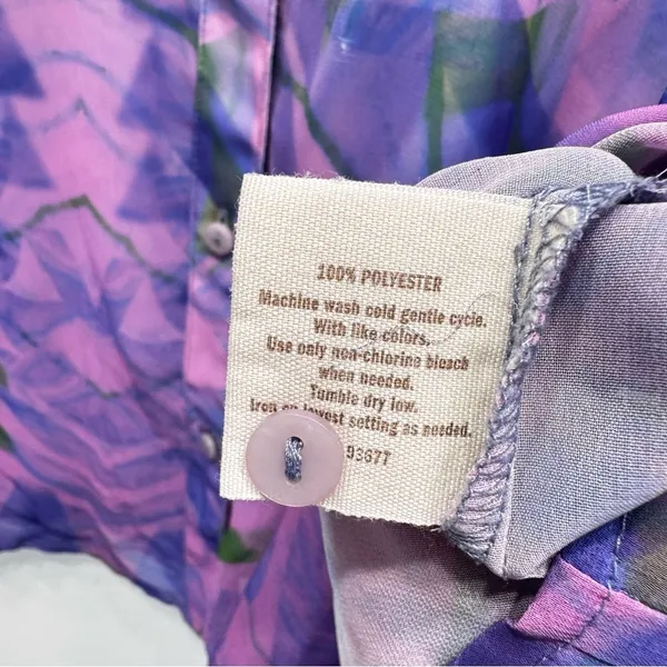 Vintage Y2K Sheer Pastel Watercolor Long Sleeve Blouse Decree Fairy Ethereal XL - Image 5