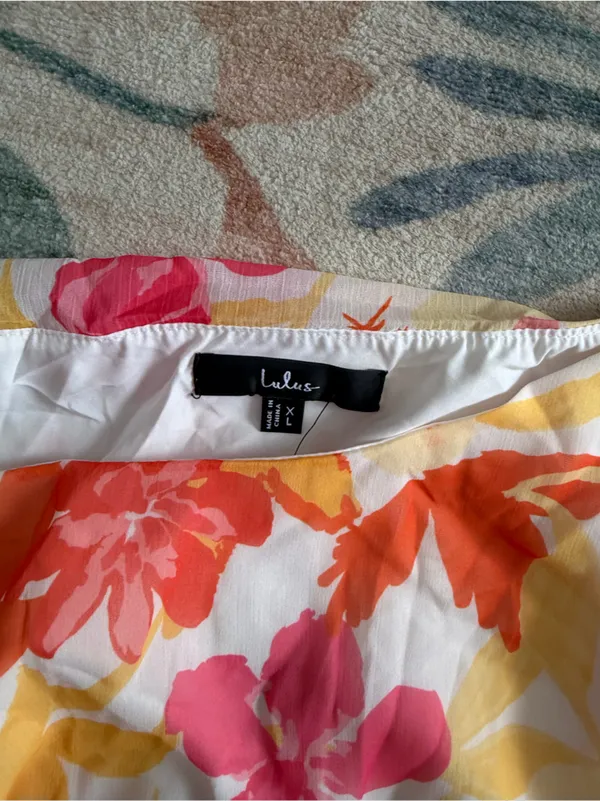 Lulu's Roanes Orange Floral Boat Neck Pleated Mini Dress - Image 7