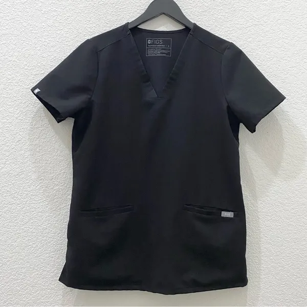 FIGS FW1100 Black Casma Three-Pocket V-Neck Scrub Top Size S - Image 6