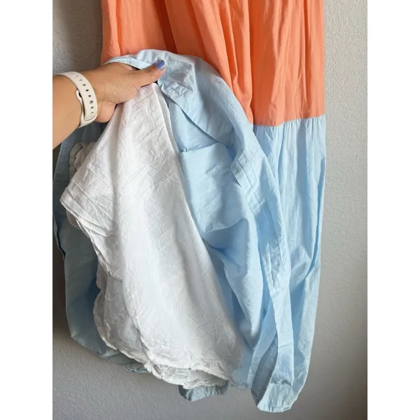 J.Crew Sunset Colorblock Tiered Maxi Sundress Coastal Boho‎ Summer Poplin Size 4 - Image 12