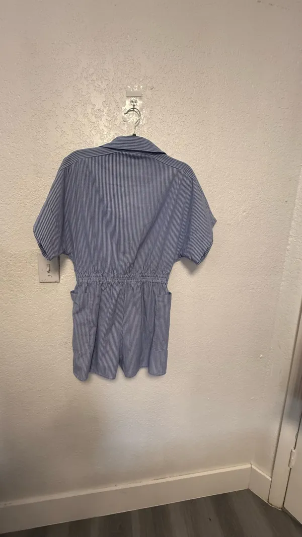 MICAS Blue & White Striped Short Romper - Size M - Boho Beach Style - Image 8