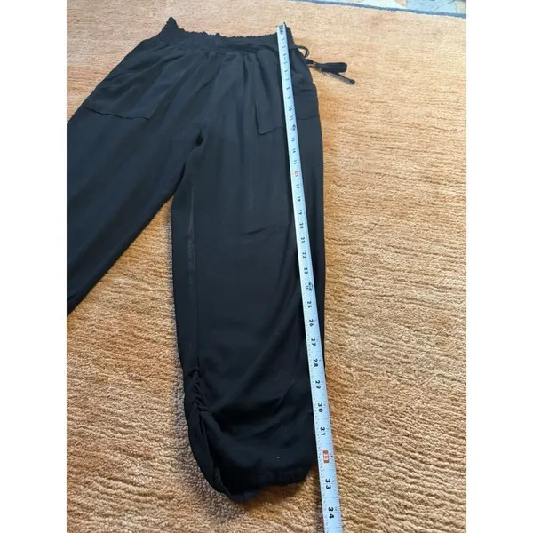 SoundStyle Black Harem Pants Size M Elastic Waist Drawstring Rayon Size M - Image 4