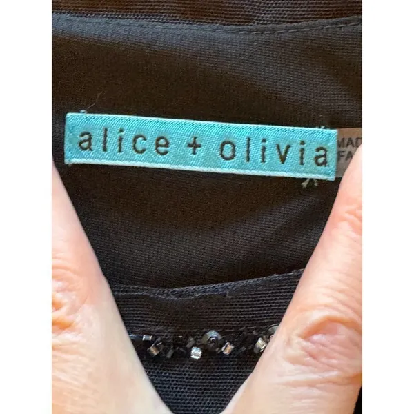 Alice + Olivia Beaded Jeweled Neck Dress Women Small Black Mini‎ Whimsigoth Goth - Image 10