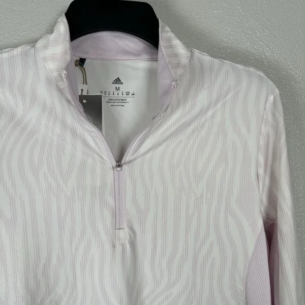 NEW Adidas Golf‎ Tennis Pickleball 1/4 Zip Pullover Womens Medium Pink Stripe - Image 2