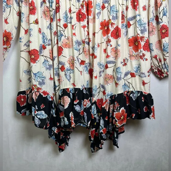 Patrons of Peace Women’s Boho Floral Babydoll Tunic Dress Sz L Festival Coastal - Image 7
