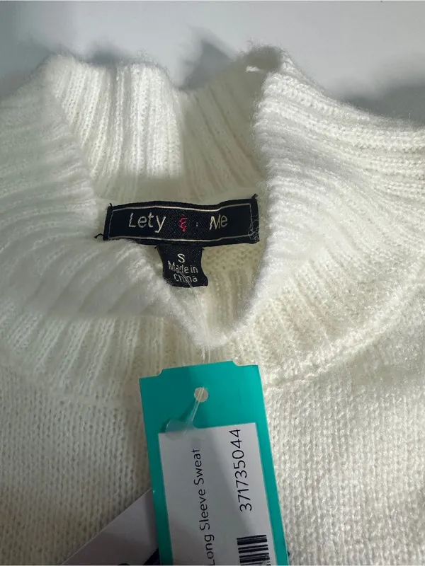 Stitch Fix Lety & Me Cream Textured Knit Crewneck Sweater NWT Size S - Image 5