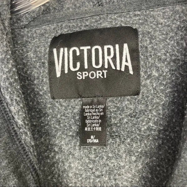 Victoria Sport Gray Full Zip Hoodie Spell Out Sz M - Image 2