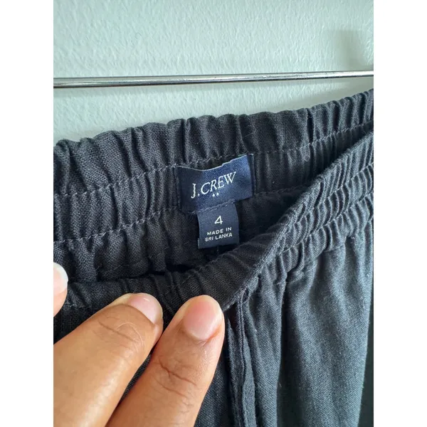 J.Crew‎ Womens Pants Black Linen Cotton Blend Drawstring Basic Lightweight Size 4 - Image 3