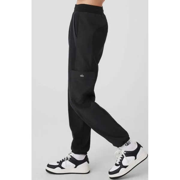 Alo Polar Fleece Wintry Mix Pant Black High-Rise Waist Fleece Fuzzy Warm Joggers - Image 5