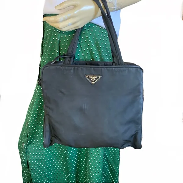 Prada Black Nylon Tessuto Shoulder Bag With Lock & Key - Image 2