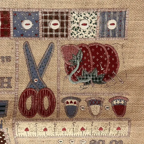 NEW VTG Jute XL Bag Tote Sewing Crafting Knitting Cottage Grandma Farm Country - Image 5