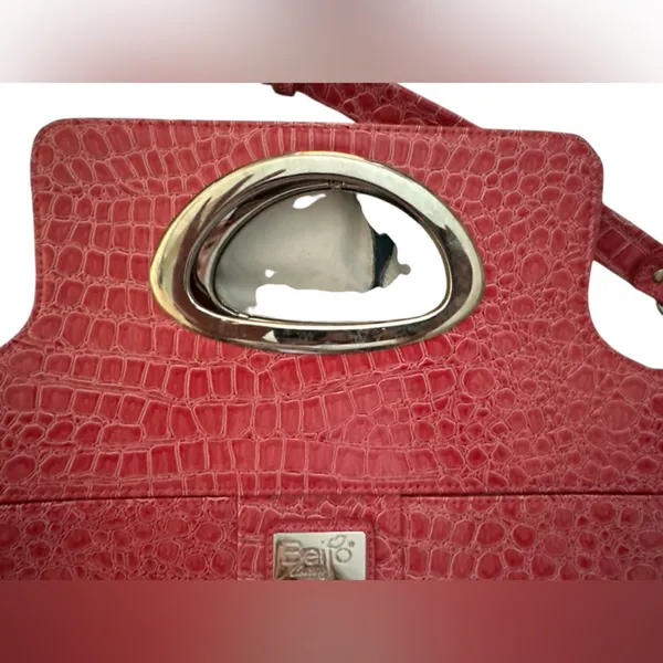 Beijo Pink Patent Leather Crocodile-Embossed Purse Crossbody - Image 5