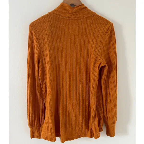 Anthropologie Maeve Surplice Ribbed Sweater Gold Medium‎ EUC - Image 3