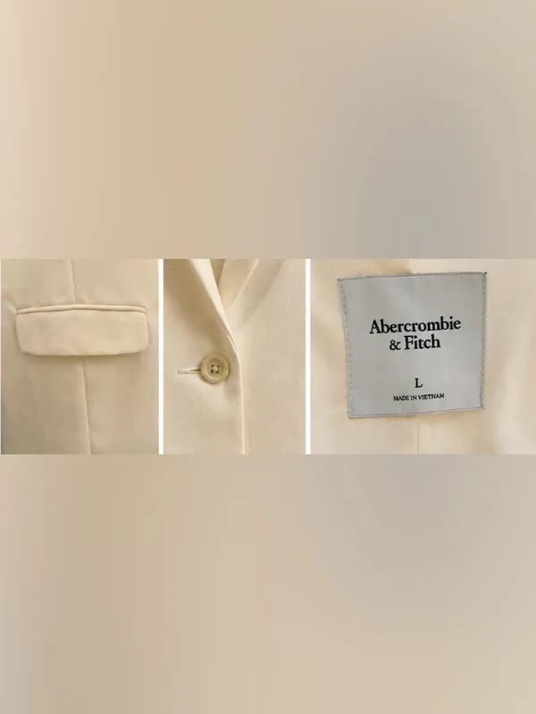 Abercrombie & Fitch Ivory Longline One Button Blazer Size Large - Image 4