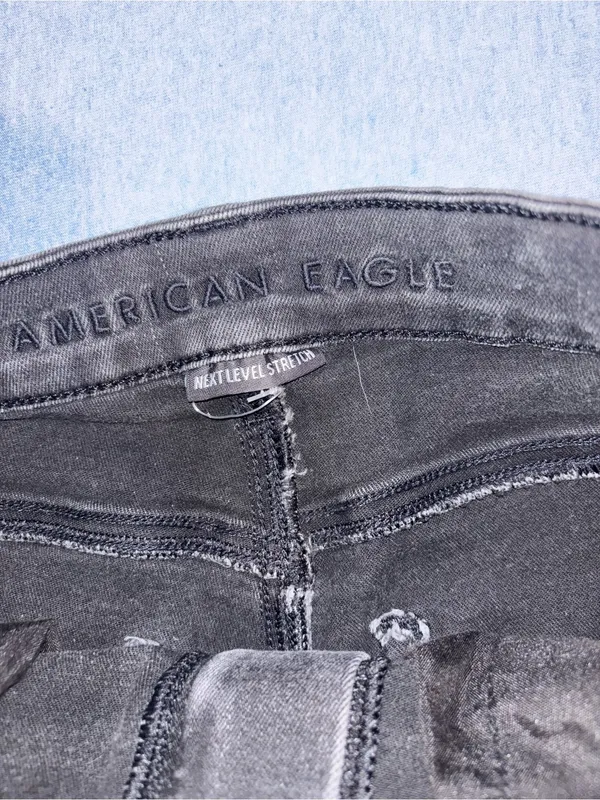 American Eagle Women’s Black Distressed Denim Shorts - Image 2