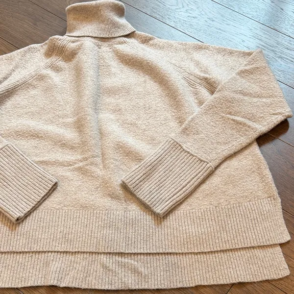 J. Crew Classic Beige Merino Wool Blend Turtleneck Sweater Size XL C22-015 - Image 6