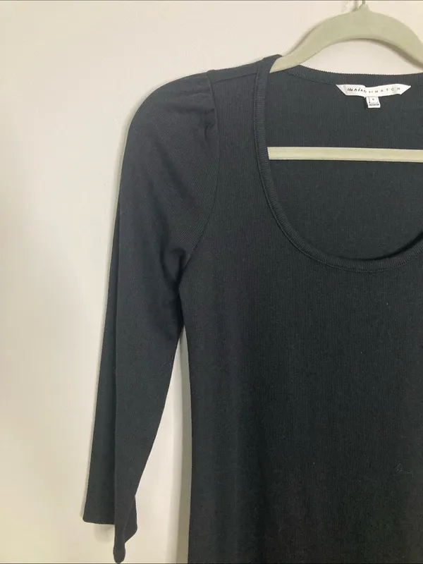 The Nines by HATCH Black Long Sleeve Scoop Neck Midi Dress - Image 3