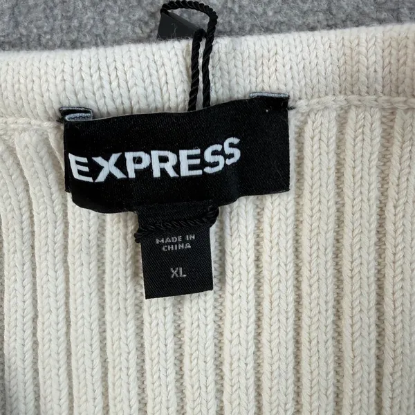 EXPRESS Women's XL Ribbed Knit Strapless Sweetheart Neckline Tube Top Ivory - Image 4