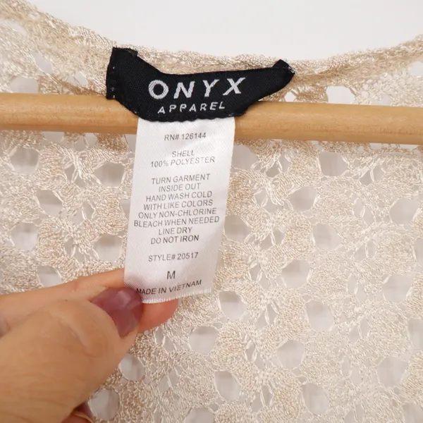 Onyx Apparel Cardigan Womens M Beige Lace Open Front Shrug Excellent - Image 2