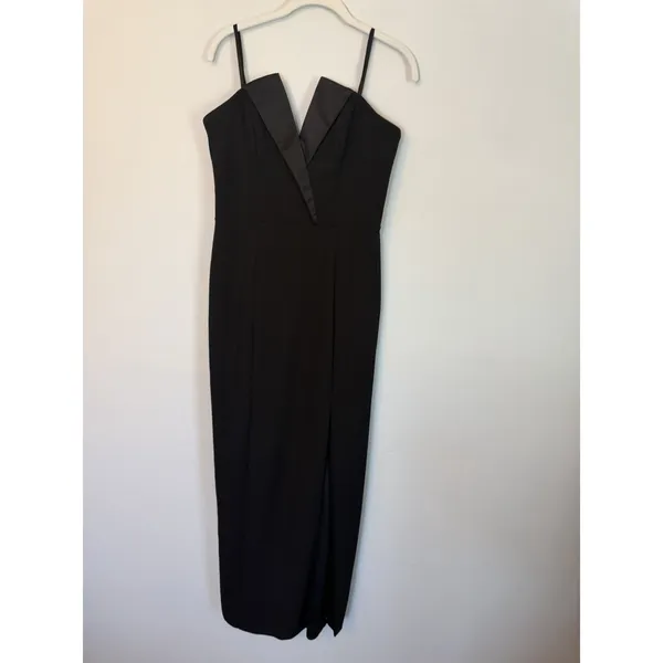 Betsy & Adam Black Tux Detail Strapless Column Gown Size 10 $239 NEW - Image 7