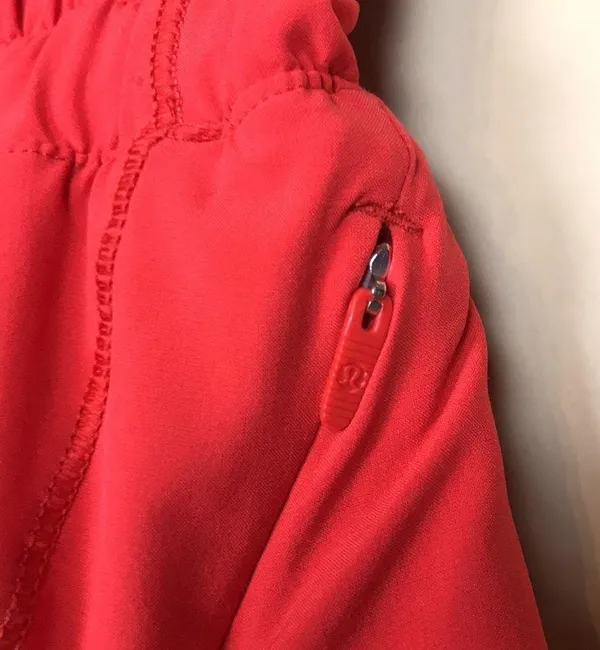 Lululemon Women’s Track That Mid Rise Coral Red Lined Athletic Workout Shorts - Image 4