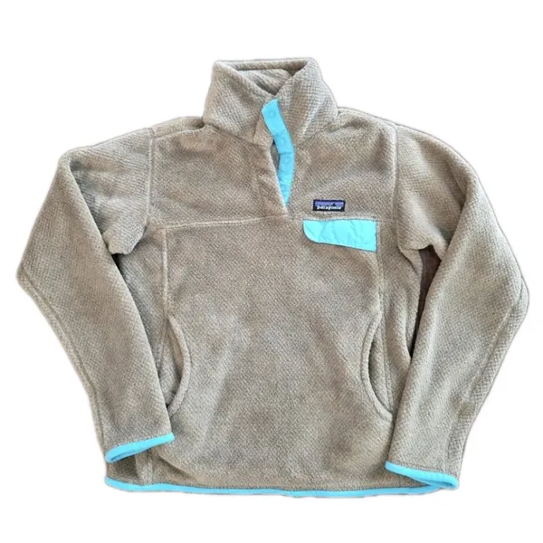 PATAGONIA Women's Re-Tool Snap-T Pullover Brown Tan Blue Size Small Winter Coat - Image 2