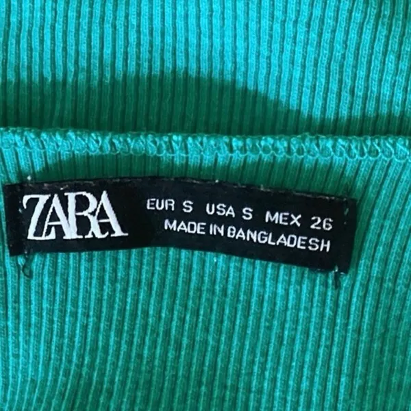 Zara Green Crew Neck Sleeveless Ribbed Knit Stretch Pullover Crop Top Size S - Image 3