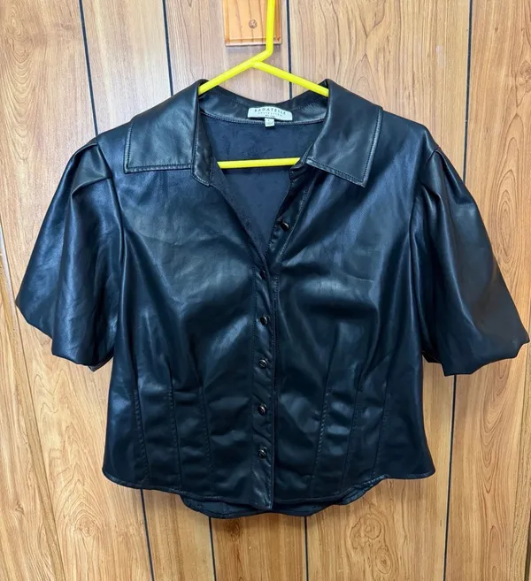 Bagatelle Faux Black Leather Model off duty top - Image 2