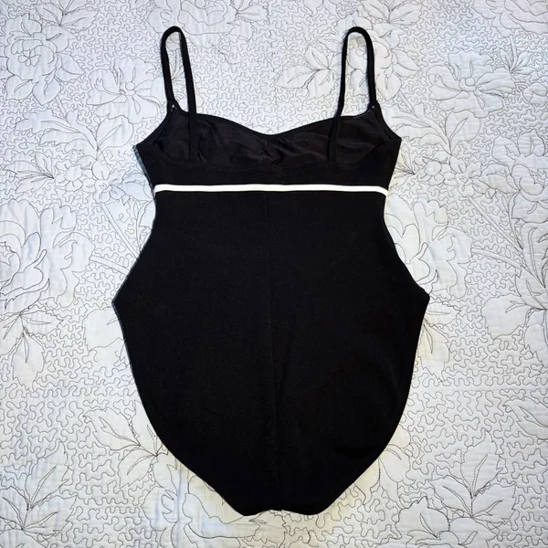 Vintage Oscar de la Renta Black White Bow One Piece Swimsuit Sz 14💛 - Image 4