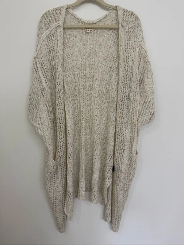 POL Light Cream Open Knit Women's Open Cardigan Sweater Women’s Size M - Image 2