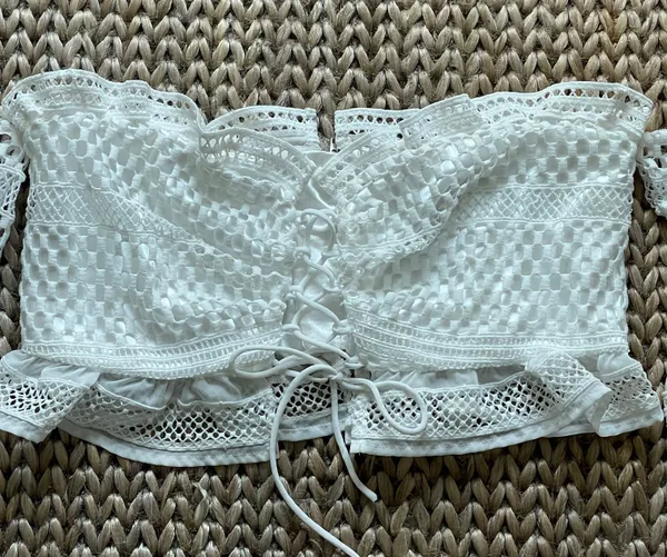 The Vintage Shop White Lace Sheer Corset Croptop L - Image 2