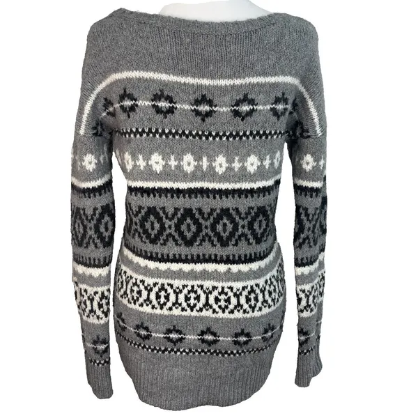 American Eagle Sweater Womens Sz S Fair Isle Nordic Cotton Wool Cabin Ski‎ Cozy - Image 2