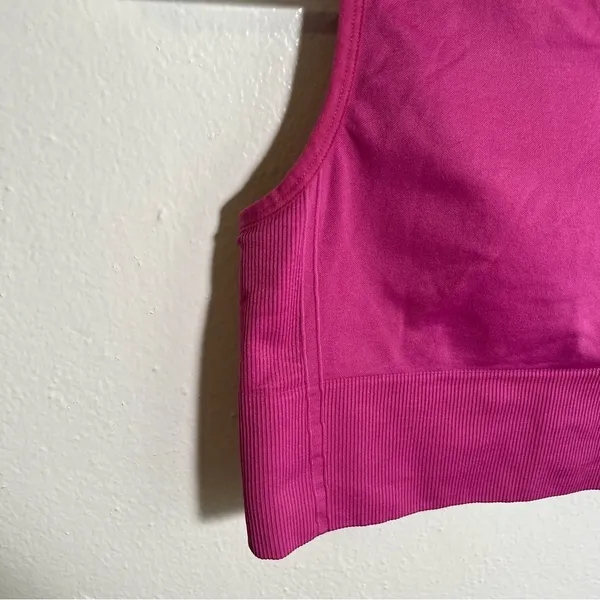 J. Crew Women's Sculpt Stretch High Sports Bra Hot Pink Magenta Crewneck Long‎ - Image 5