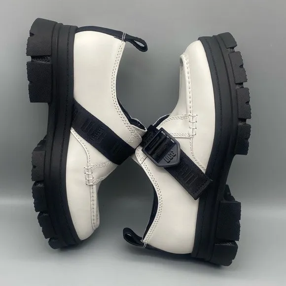 UGG Ashton Platform White Leather Lug Sole Women's Loafers Shoes - Size: 6.5 - Image 10