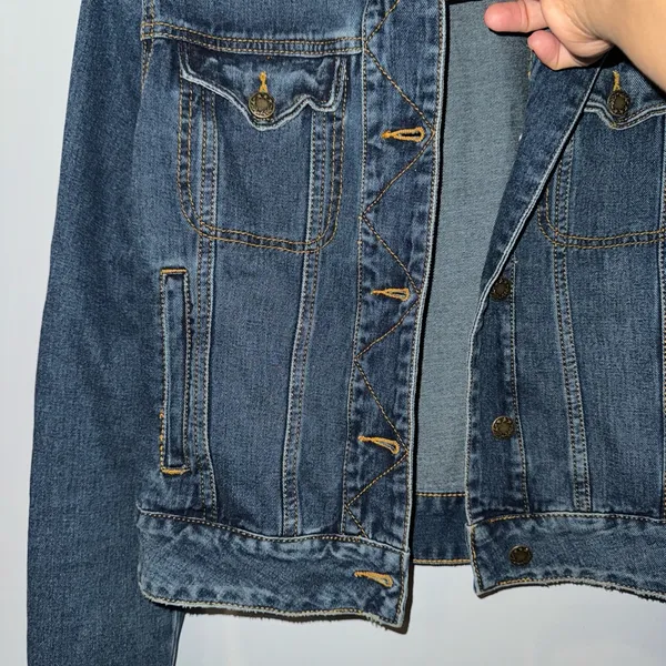 FREE PEOPLE Revolve Paisley Lined Long Sleeve Denim Jean Jacket Size Small‎ - Image 3