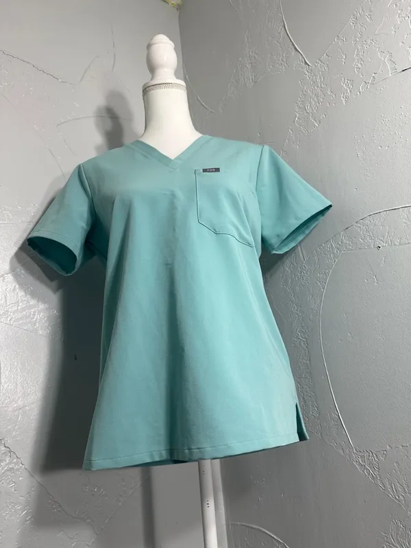 Figs Women's V-Neck Scrub Top in Aqua - Image 6