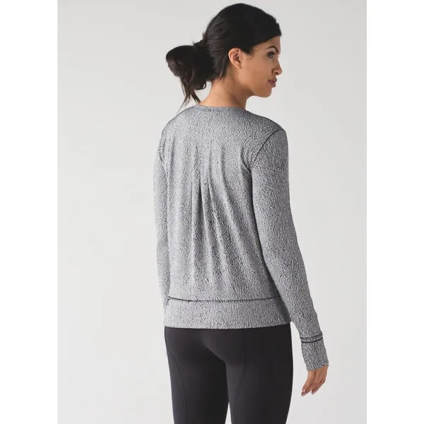 Lululemon Rush Hour Long Sleeve shirt 12 Running Luon Spray Jacquard White Black - Image 2