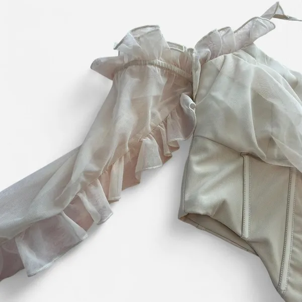 Oh Polly Romantic Ruffle Corset Crop Top Size 4 Coquette Balletcore - Image 4