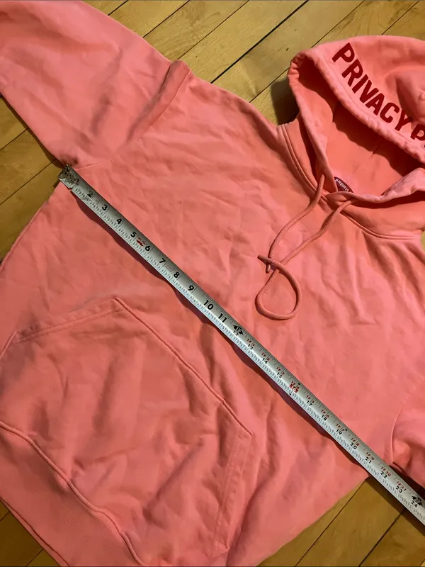 The Standard Label Pink Privacy Please Red Statement Hoodie Sweatshirt Size XS - Image 8