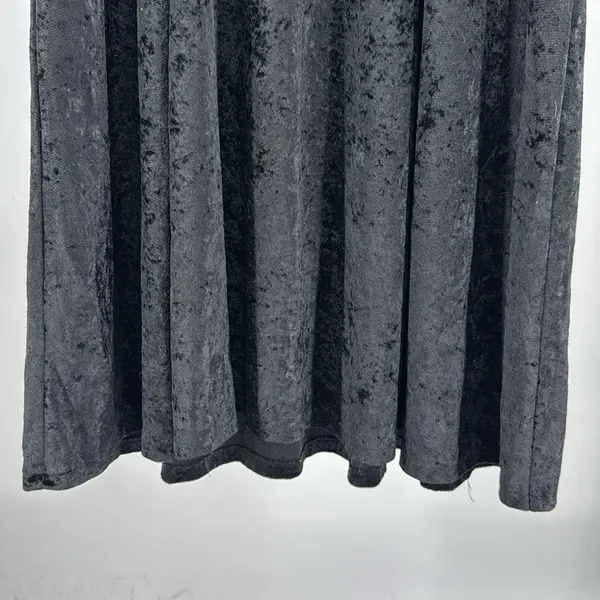 Black vintage crushed velvet Midi Dress long sleeve flowy cross cross back witch - Image 9