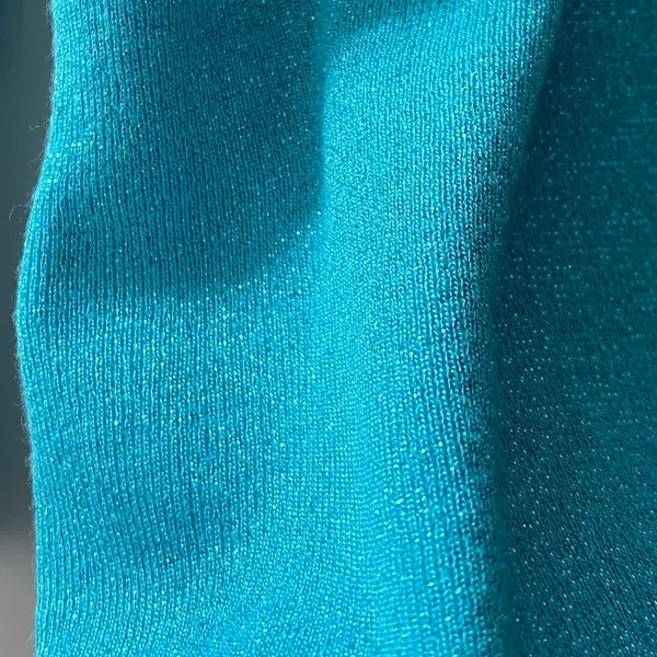 Susan Bristol Y2K Vintage Shimmer Top Sparkle Knit Medium Long Sleeve Stretch Teal Blue Bratz - Image 5