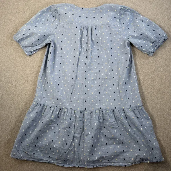 LOFT Women's Medium Blue Swiss Dot Chambray Button Front Dress Short Sleeve - Image 9