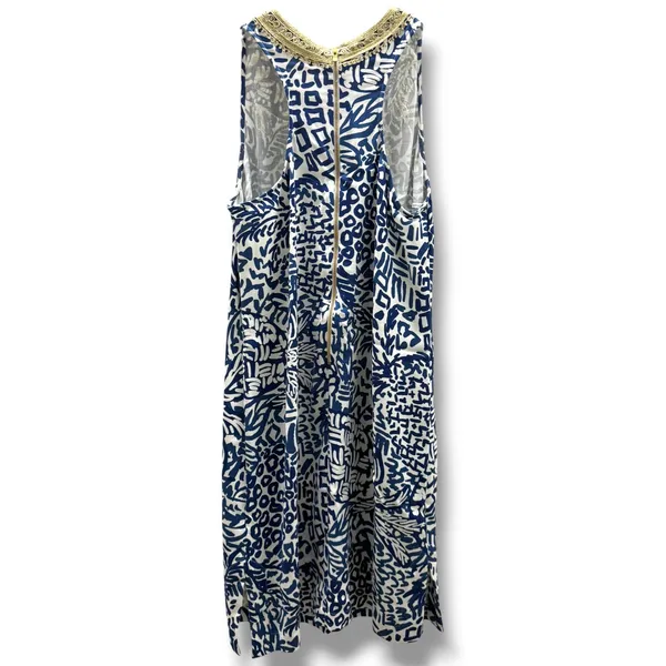 Lilly Pulitzer Carlotta Stretch Shift Dress Indigo Home Slice Gold Soutache‎ 4 - Image 3