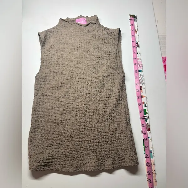Sleeveless Textured Knit Dress in Taupe Muse Republic Clothing - Image 3